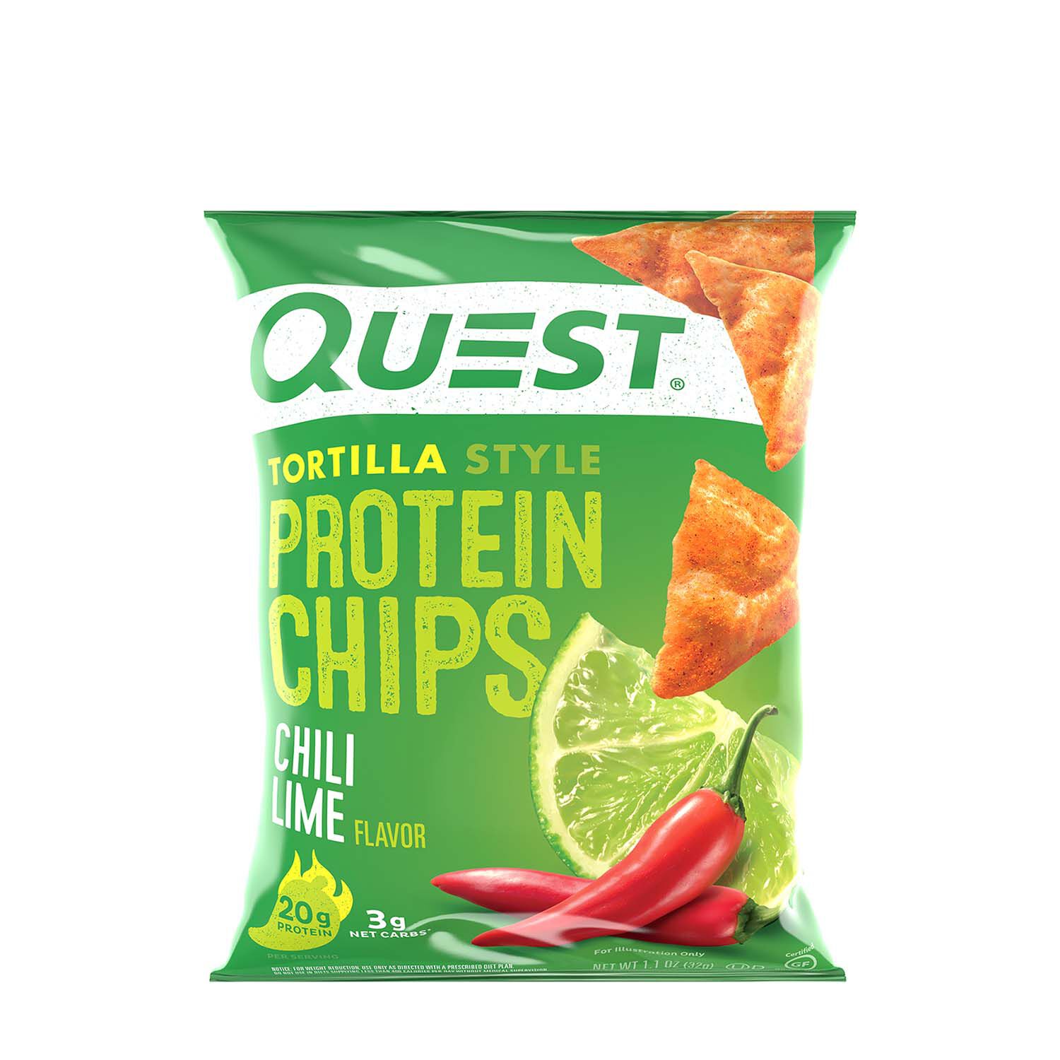 Tortilla Style Protein Chips - Chili Lime (8 Bags)
